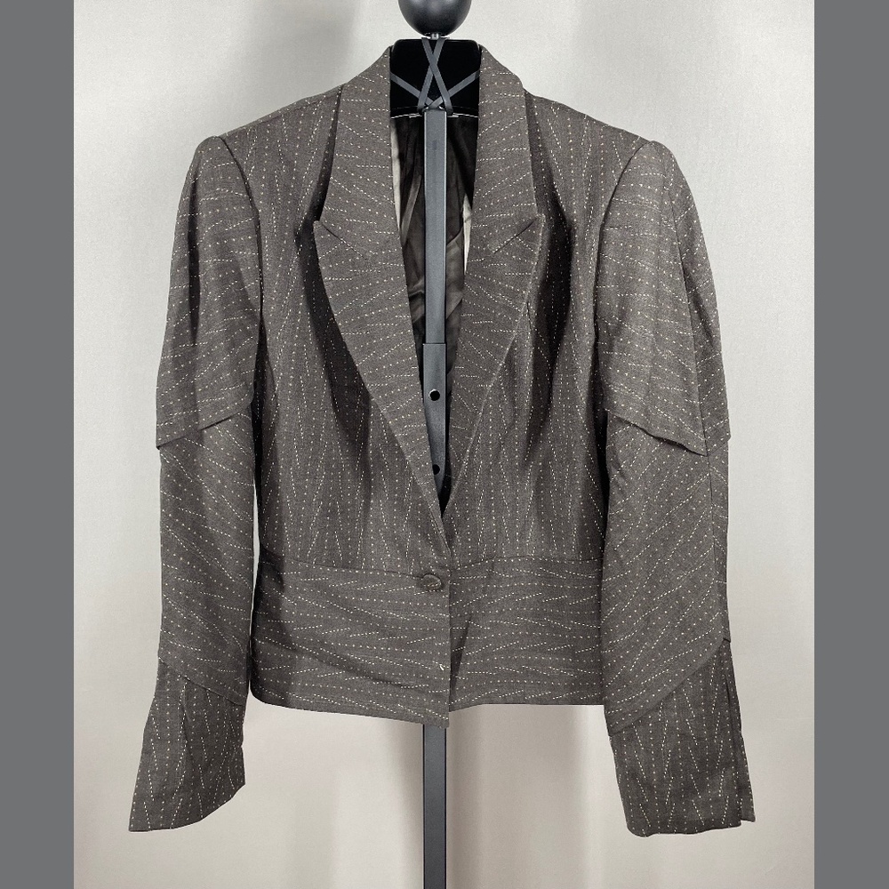 Zac Posen Blazer Jacket Womens 12 brown fitted designer classic